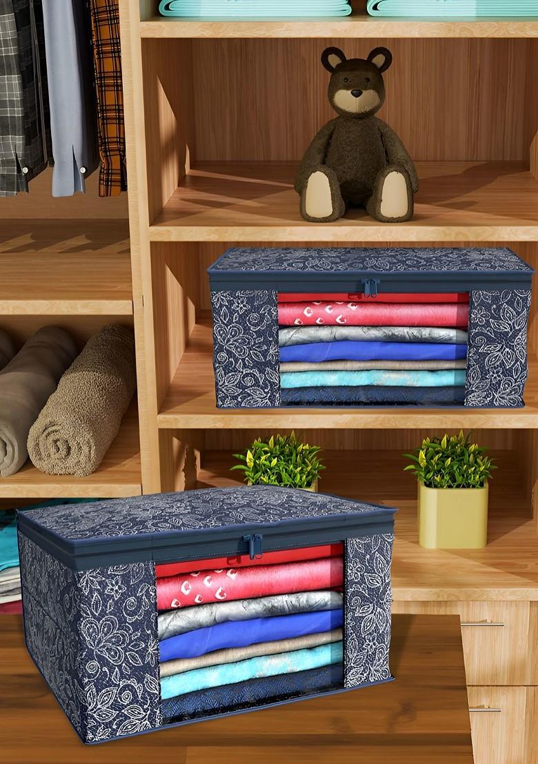 Blue Set Of 6 Non Woven Saree Cover 9 Inch Clothes Bag