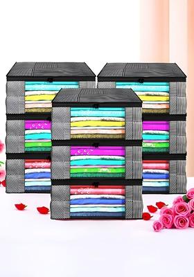 Grey And White 9 Pieces Non Woven Saree Cover 9 Inch Clothes Bag