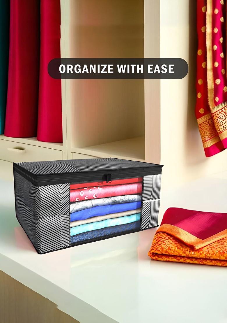 Grey And White 9 Pieces Non Woven Saree Cover 9 Inch Clothes Bag