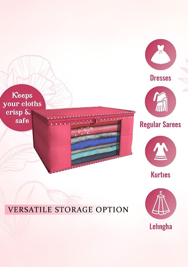 Pink Set Of 6 Non Woven Saree Cover 9 Inch Clothes Bag
