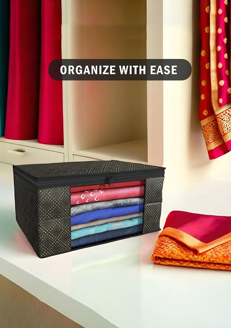 Black And White 6 Pieces Non Woven Saree Cover 9 Inch Clothes Bag