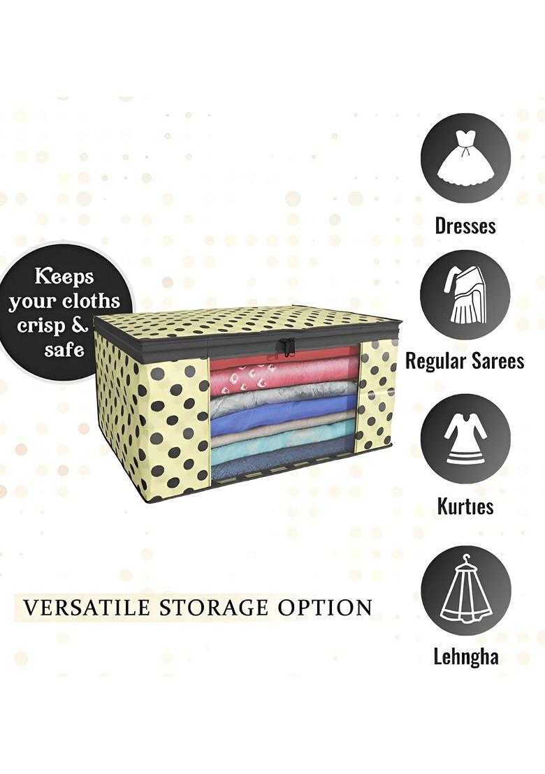 Cream Coloured And Orange Colored 6 Pieces Printed Saree Cover Foldable Organisers