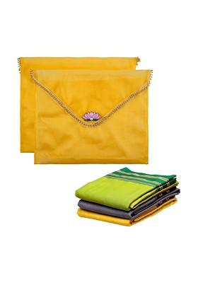 Yellow 2 Pieces Self Design Regular Multi Utility Saree Cover Organisers