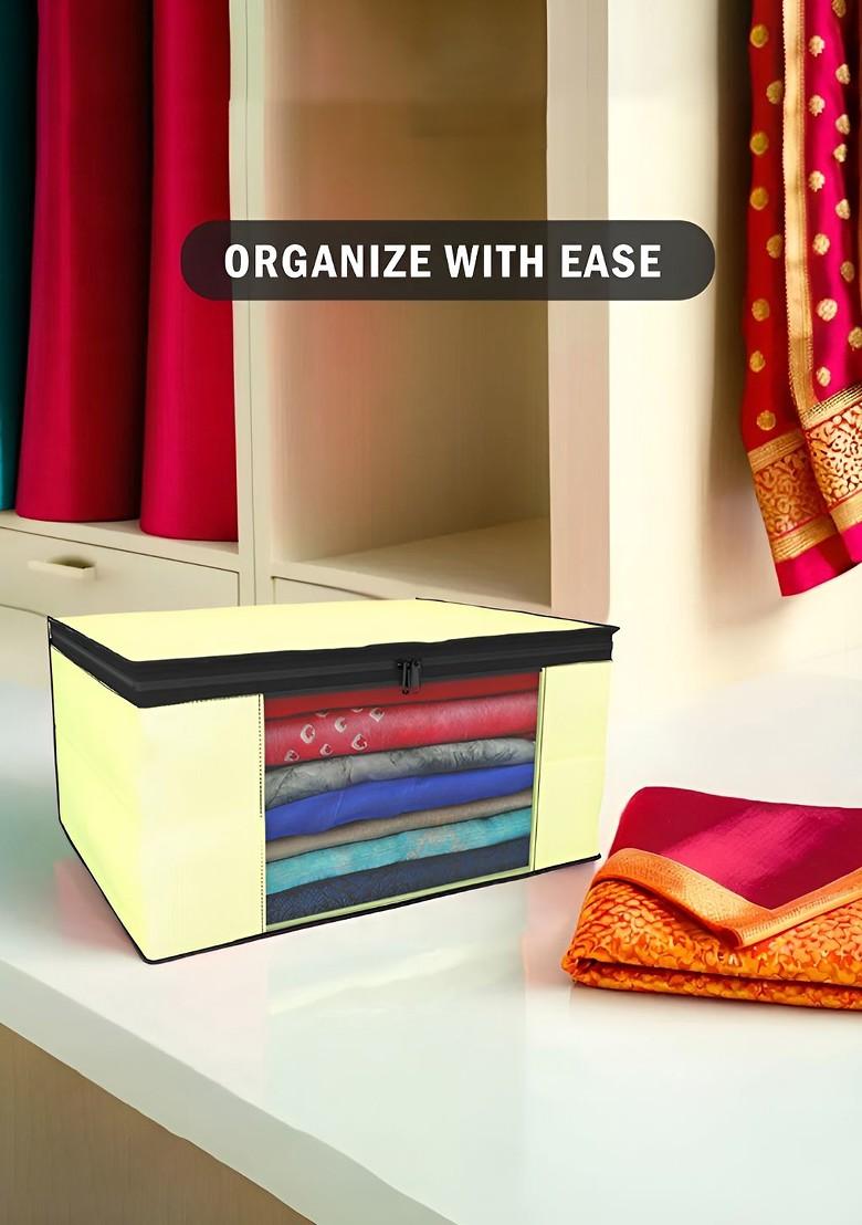 Cream Coloured Set Of 9 Non Woven Saree Cover 9 Inch Clothes Bag