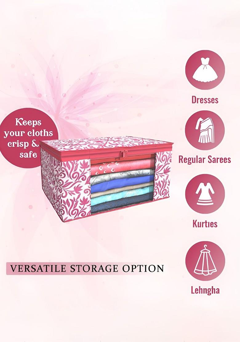 Pink Set Of 9 Non Woven Saree Cover 9 Inch Clothes Bag