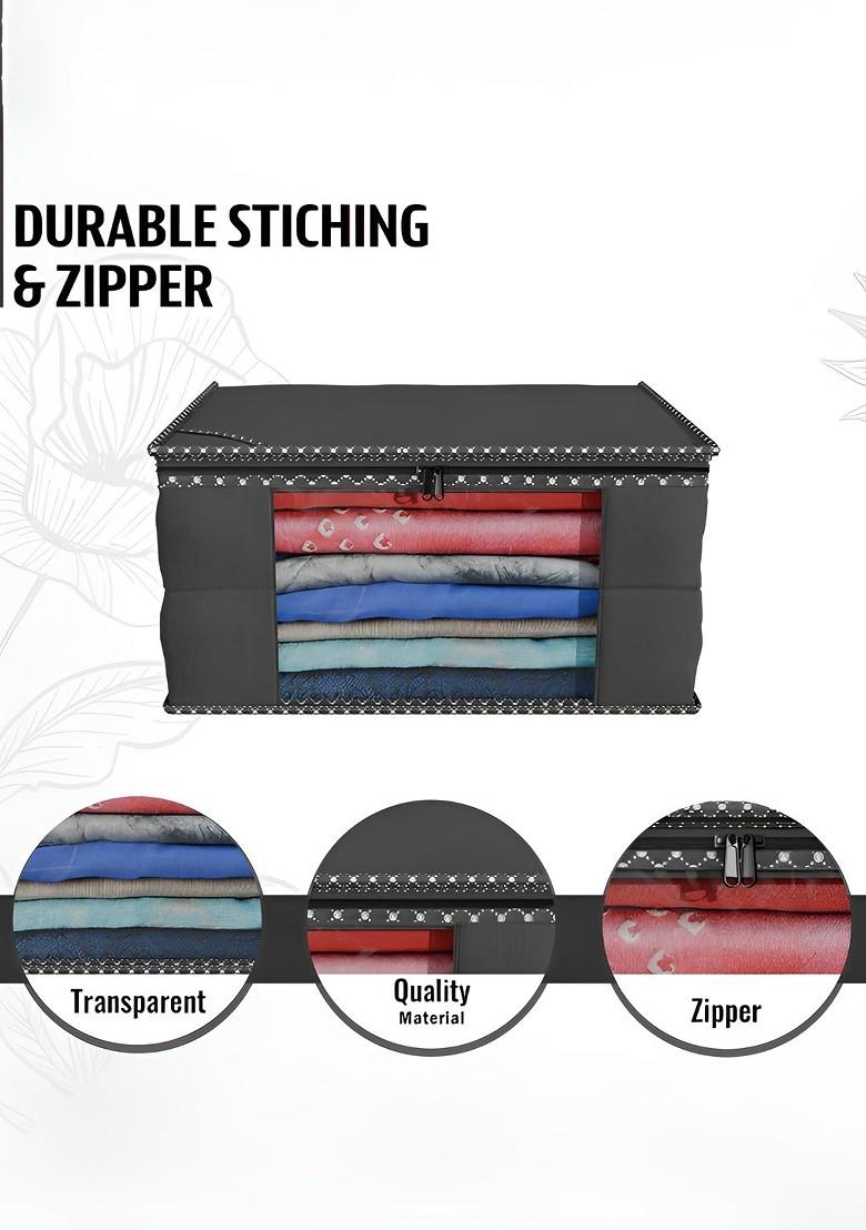 Black Set Of 9 Non Woven Saree Cover 9 Inch Clothes Bag