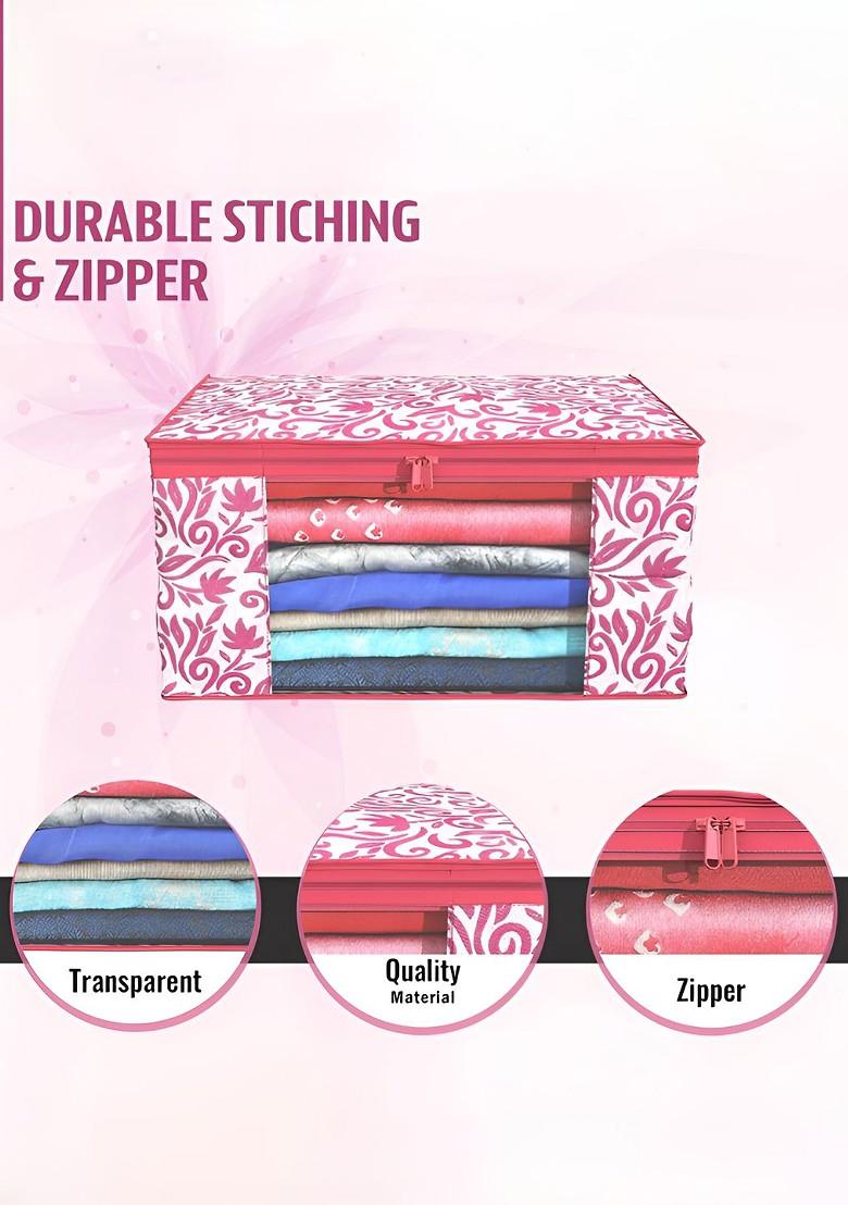 Pink Set Of 6 Non Woven Saree Cover 9 Inch Clothes Bag