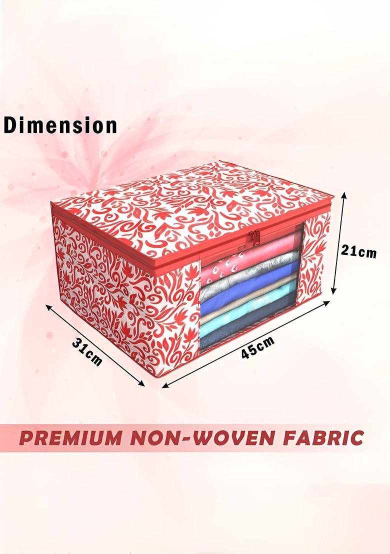 Red Set Of 9 Non Woven Saree Cover 9 Inch Clothes Bag