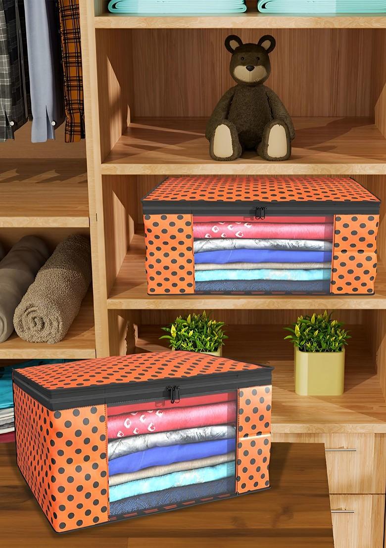 Orange Set Of 6 Non Woven Saree Cover 9 Inch Clothes Bag