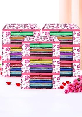 Pink Set Of 9 Non Woven Saree Cover 9 Inch Clothes Bag