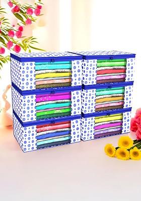 Blue Set Of 6 Non Woven Saree Cover 9 Inch Clothes Bag