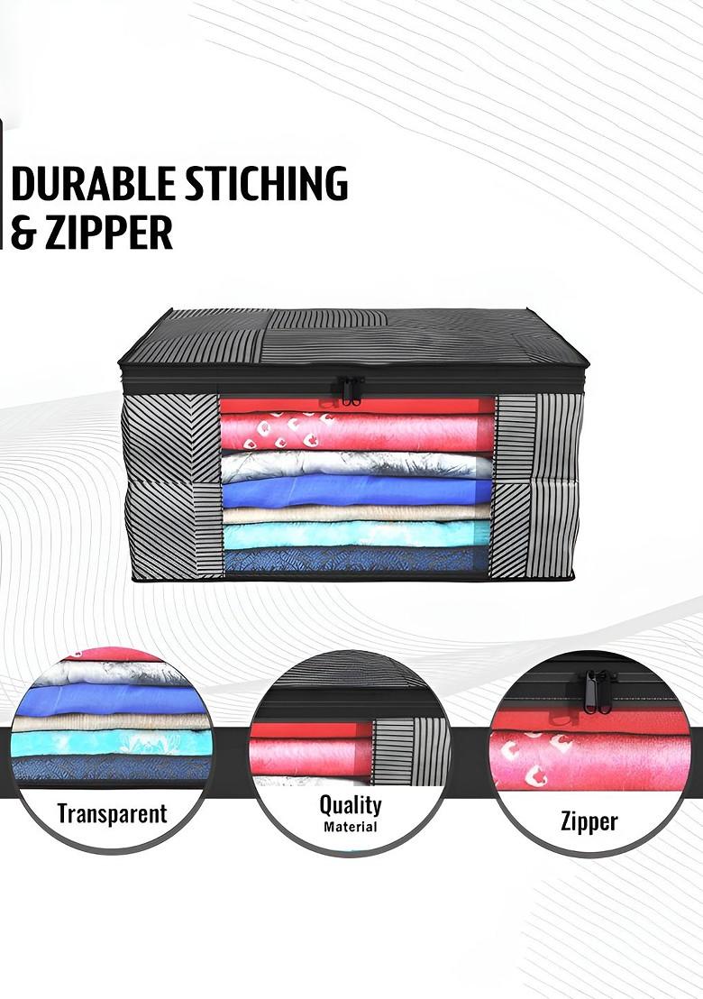 Grey And Black 6 Pieces Non Woven Saree Cover 9 Inch Clothes Bag