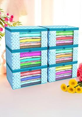 Blue And Purple 6 Pieces Non Woven Saree Cover 9 Inch Clothes Bag