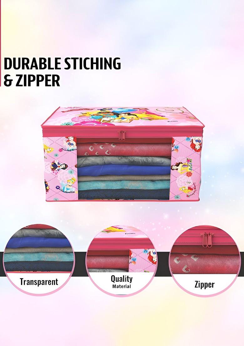 Pink And Blue 6 Pieces Princess Non Woven Saree Cover 9 Inch Clothes Bag