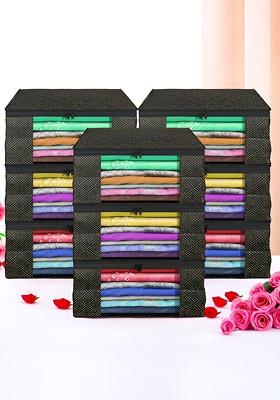 Black And White 9 Pieces Non Woven Saree Cover 9 Inch Clothes Bag