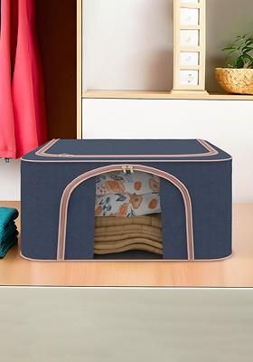 Navy Blue 66 Liter Foldable Cloth Storage Saree Cover Drawer Organiser