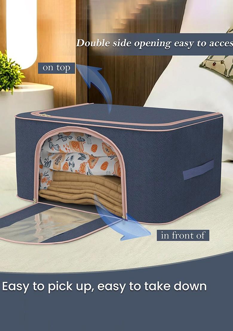 Navy Blue 66 Liter Foldable Cloth Storage Saree Cover Drawer Organiser