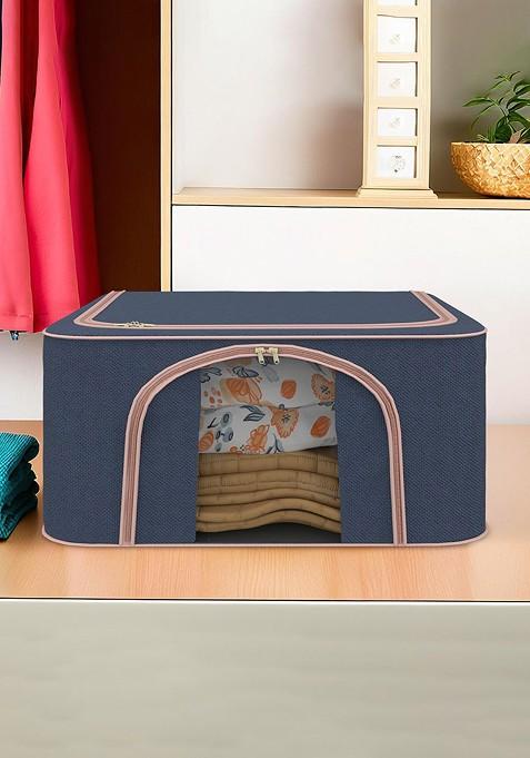Navy Blue 66 Liter Foldable Cloth Storage Saree Cover Drawer Organiser