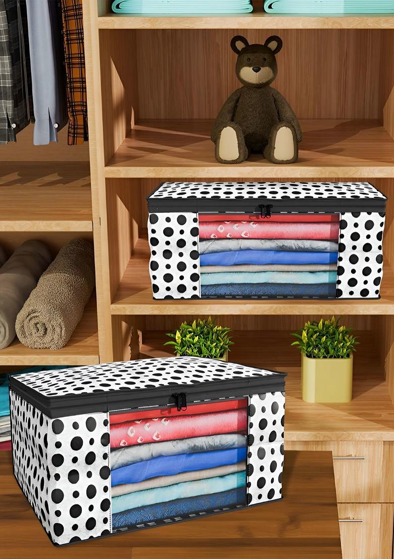 White Set Of 4 Non Woven Saree Cover 9 Inch Clothes Bag Organisers