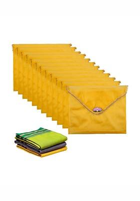 Yellow And Gold Toned 12 Pieces Organza Saree Covers Organisers