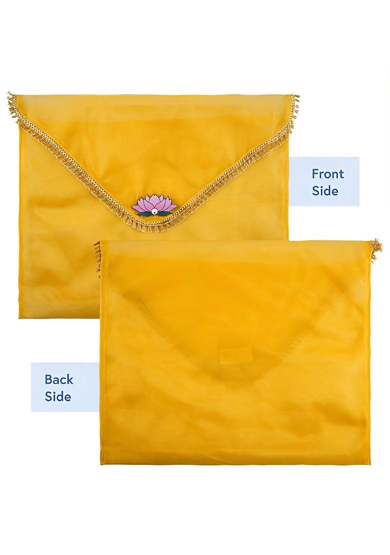 Yellow And Gold Toned 12 Pieces Organza Saree Covers Organisers