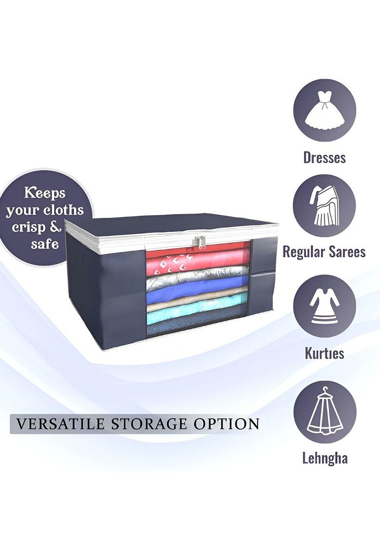 Grey Set Of 4 Non Woven Saree Cover 9 Inch Clothes Bag Organisers