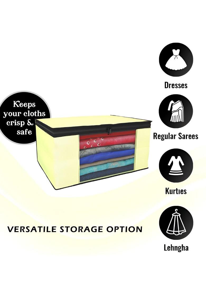 Cream Coloured Set Of 4 Non Woven Saree Cover 9 Inch Clothes Bag Organisers