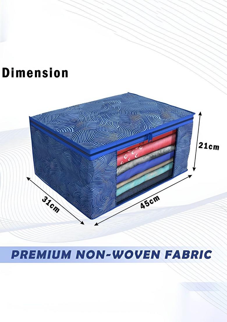 Blue Set Of 4 Non Woven Saree Cover 9 Inch Clothes Bag Organisers