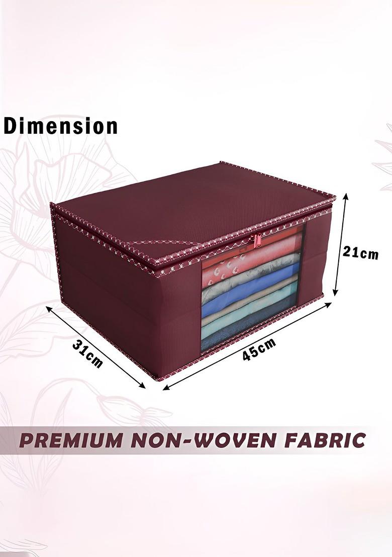 Maroon Set Of 4 Non Woven Saree Cover 9 Inch Clothes Bag Organisers