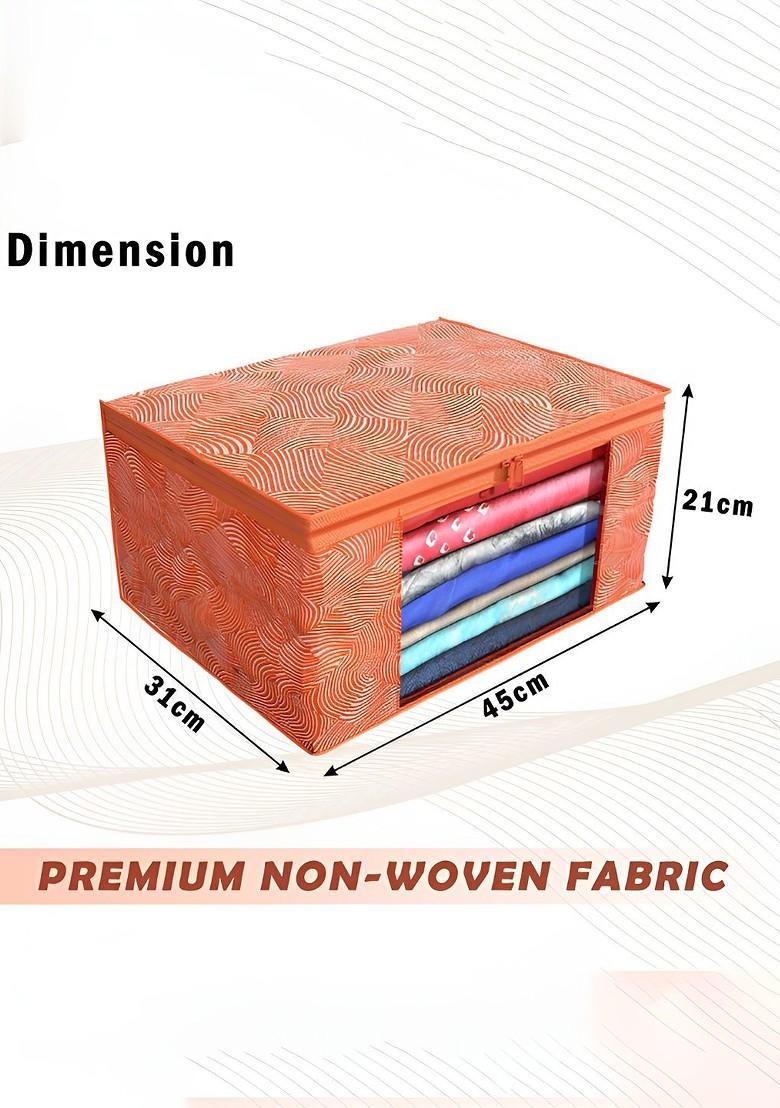 Orange Set Of 4 Non Woven Saree Cover 9 Inch Clothes Bag Organisers
