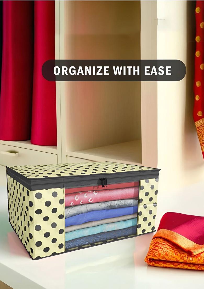 Cream Coloured Set Of 4 Non Woven Saree Cover 9 Inch Clothes Bag Organisers