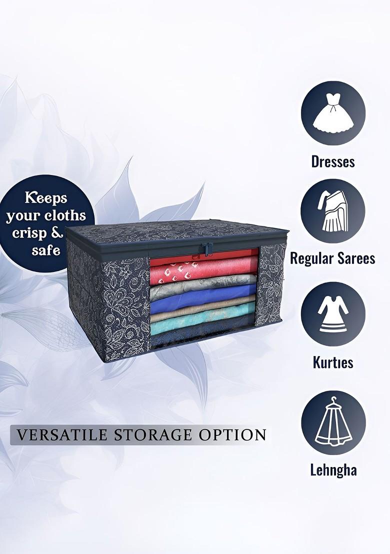 Blue And White 4 Pieces Non Woven Saree Cover 9 Inch Clothes Bag