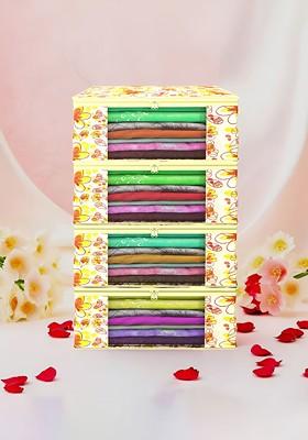 Yellow 4 Pieces Non Woven Saree Cover 9 Inch Clothes Bag