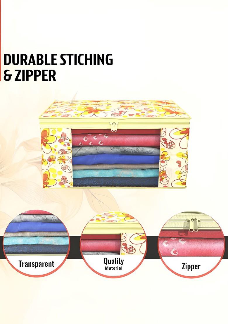 Yellow 4 Pieces Non Woven Saree Cover 9 Inch Clothes Bag