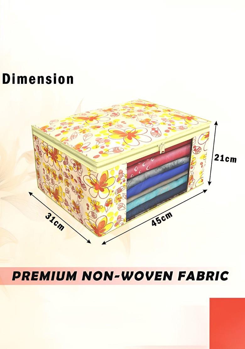 Yellow 4 Pieces Non Woven Saree Cover 9 Inch Clothes Bag