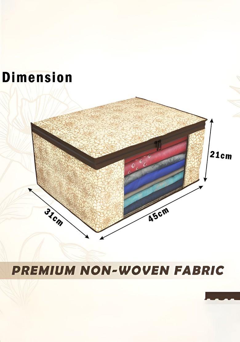 Brown And White 4 Pieces Non Woven Saree Cover 9 Inch Clothes Bag