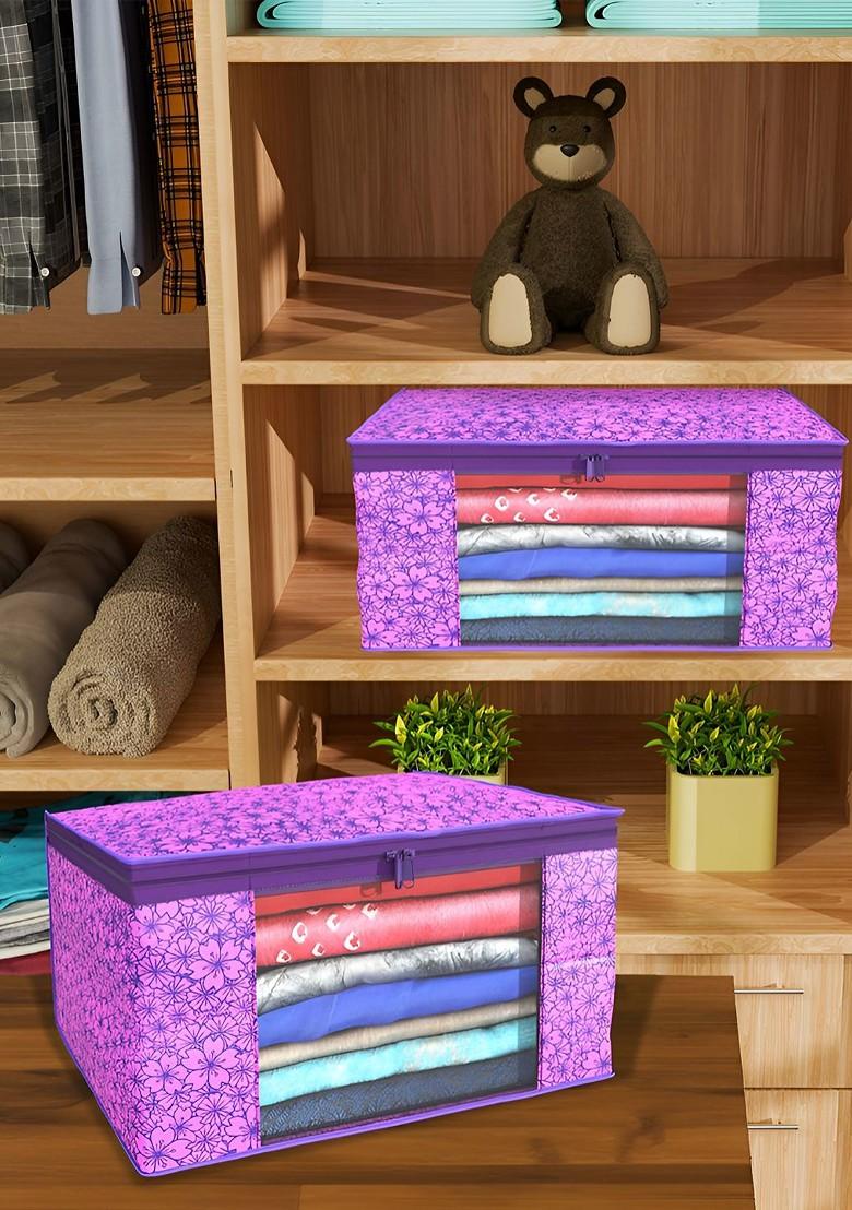 Purple And Blue 4 Pieces Non Woven Saree Cover 9 Inch Clothes Bag