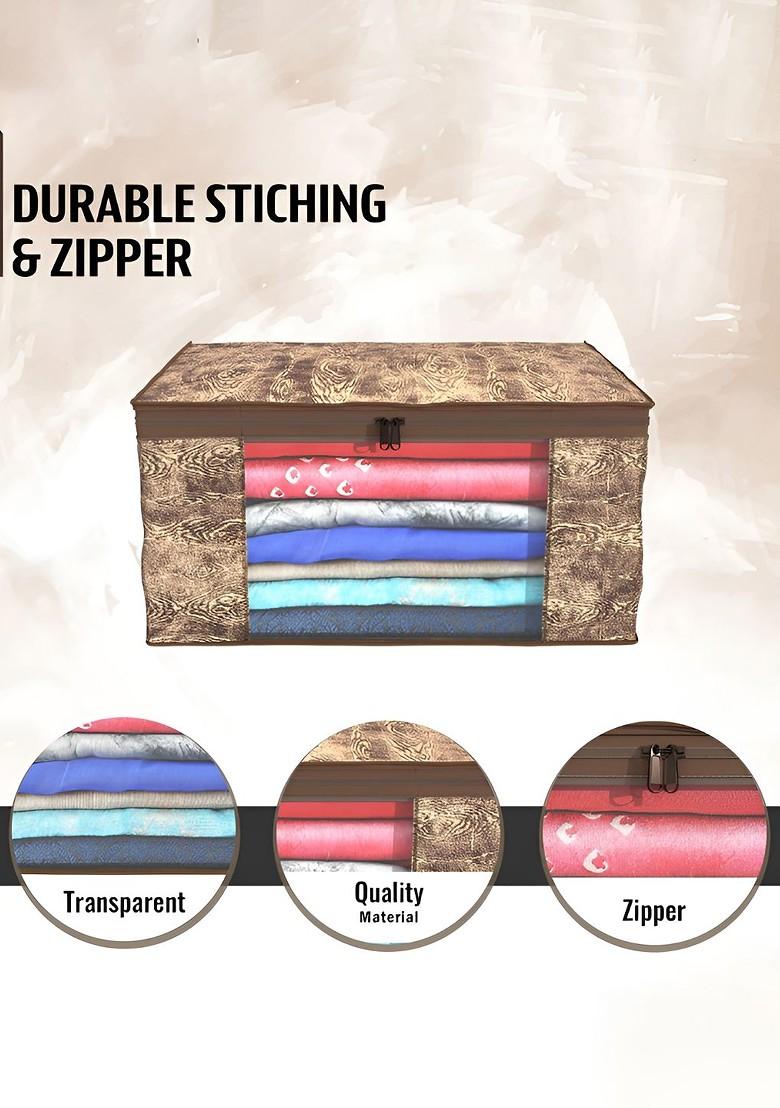 Brown 4 Pieces Non Woven Saree Cover 9 Inch Clothes Bag