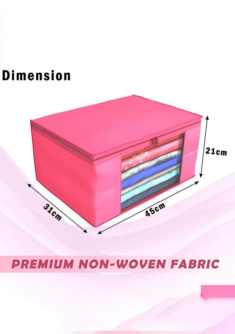 Pink Set Of 6 Non Woven Saree Cover 9 Inch Clothes Bag - Indya