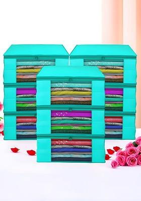 Green Set Of 9 Non Woven Saree Cover 9 Inch Clothes Bag