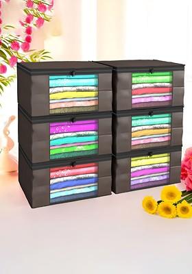 Brown Set Of 6 Non Woven Saree Cover 9 Inch Clothes Bag