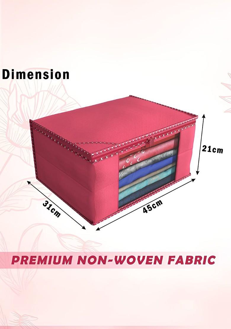 Pink Set Of 9 Non Woven Saree Cover 9 Inch Clothes Bag