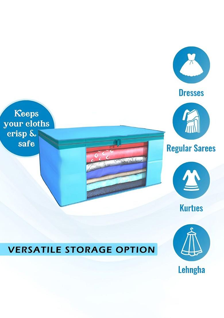 Blue Set Of 9 Non Woven Saree Cover 9 Inch Clothes Bag