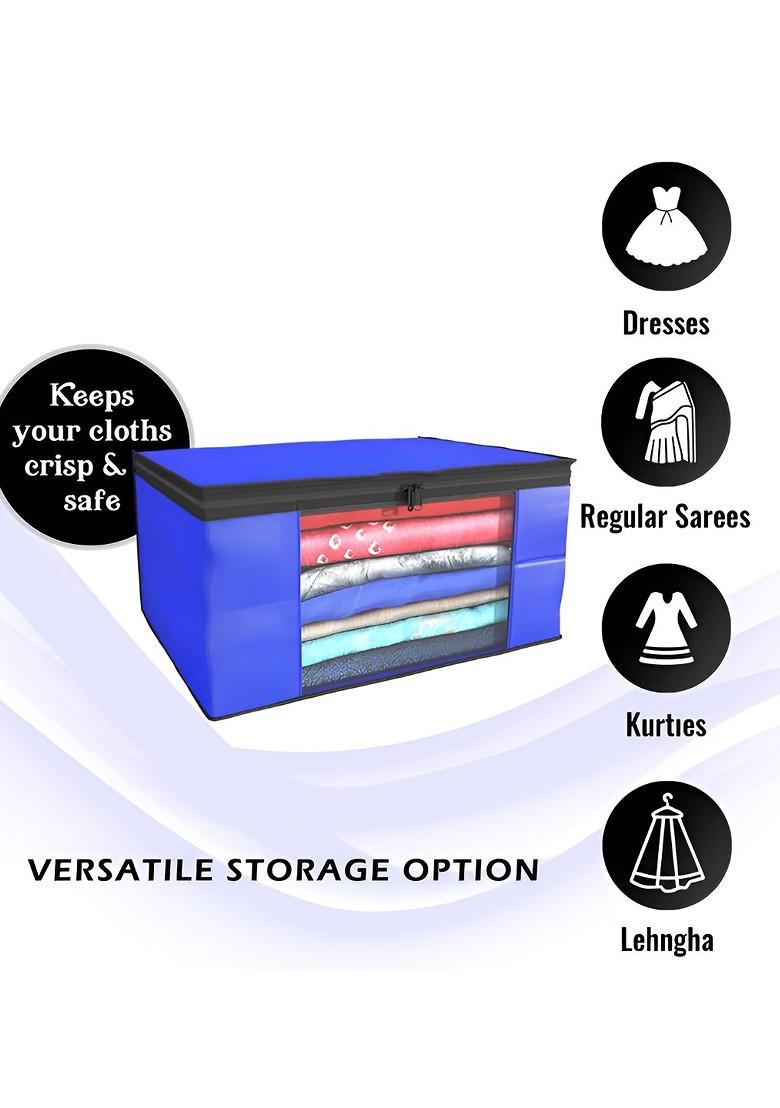 Blue Set Of 6 Non Woven Saree Cover 9 Inch Clothes Bag