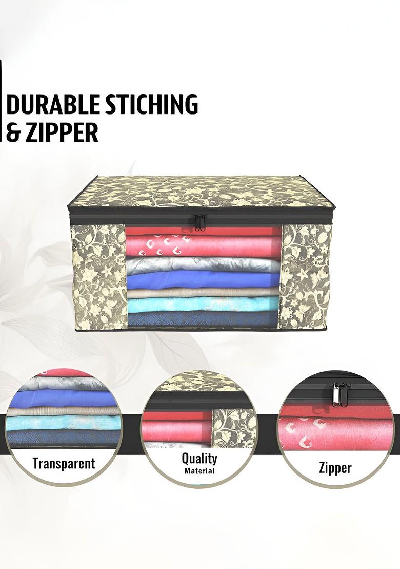 Black Set Of 9 Non Woven Saree Cover 9 Inch Clothes Bag