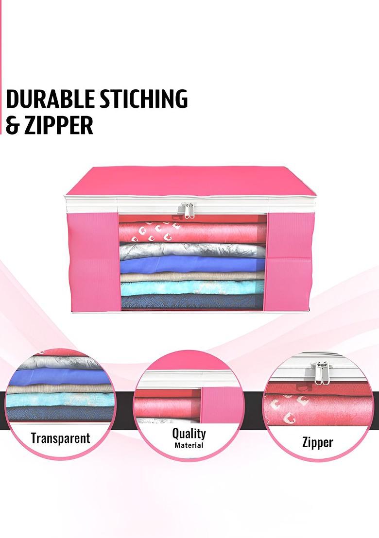 Pink Set Of 9 Non Woven Saree Cover 9 Inch Clothes Bag