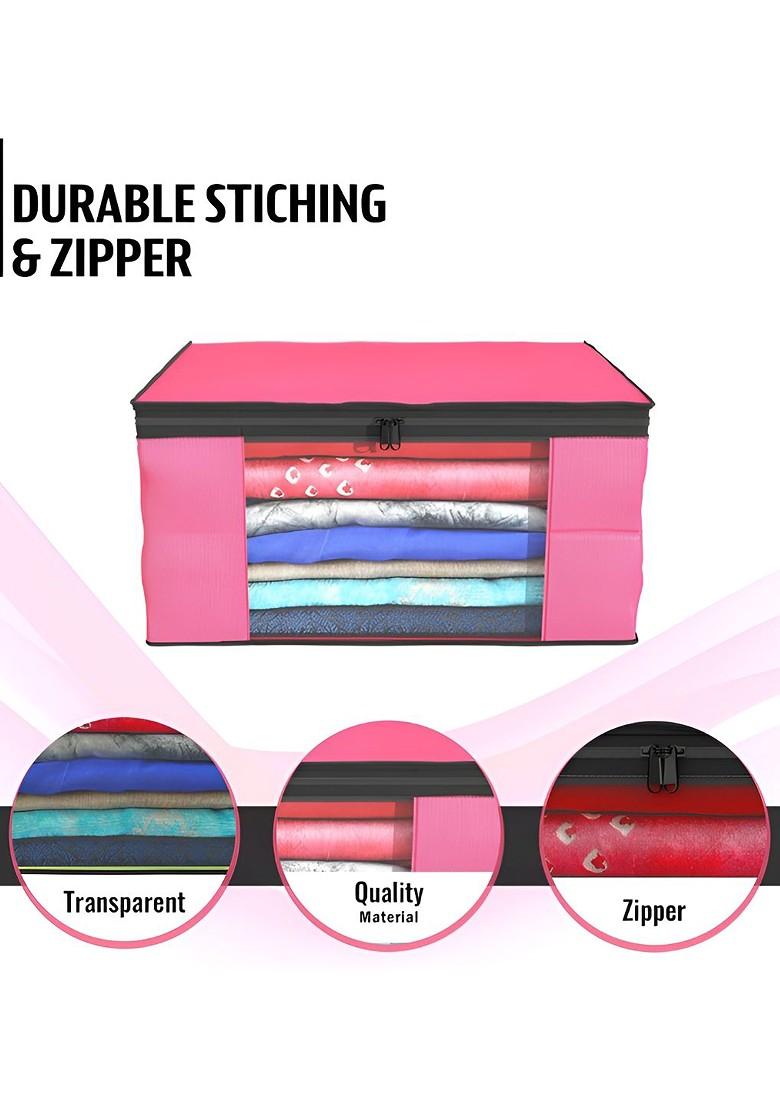 Pink Set Of 6 Non Woven Saree Cover 9 Inch Clothes Bag