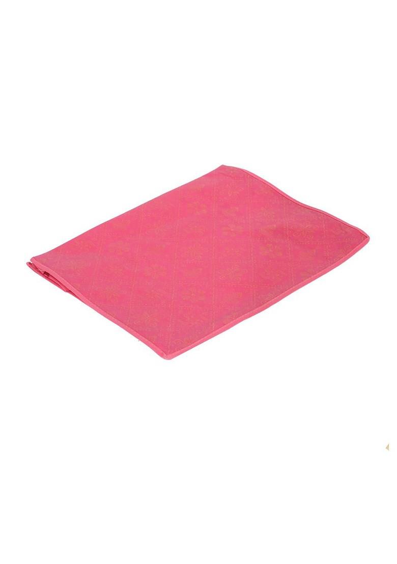 Pink Set Of 3 Non Woven Saree Cover With Transparent Plastic Organisers