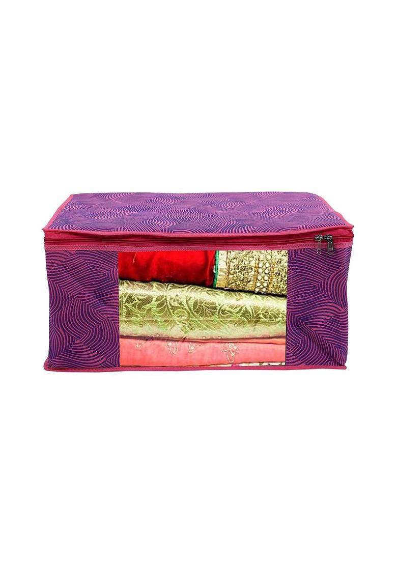 Set Of 8 Pink Printed Saree Organisers