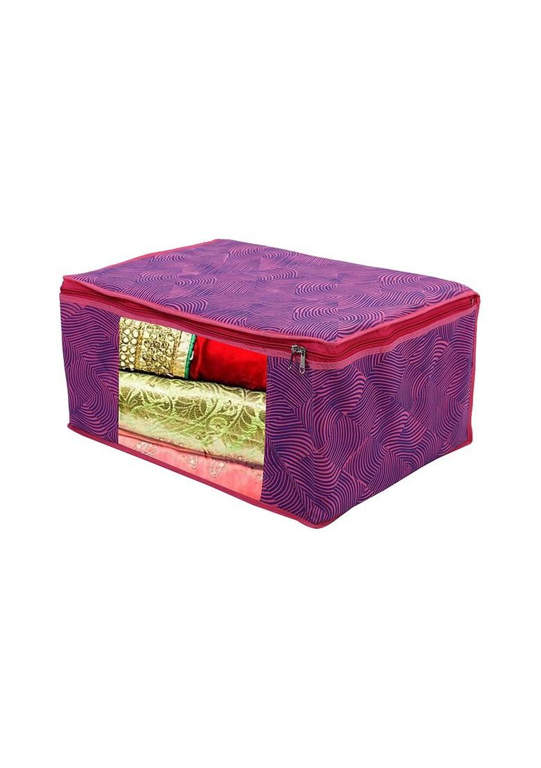 Set Of 8 Pink Printed Saree Organisers